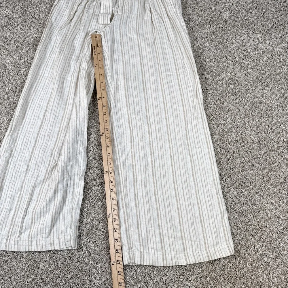 Banana Republic Pants Womens 4‎ White Stripe Paperbag Wide Leg Linen Crop Casual